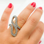 Load image into Gallery viewer, DR09. Diamond Black Rhodium Sterling Silver Organic Shape Ring
