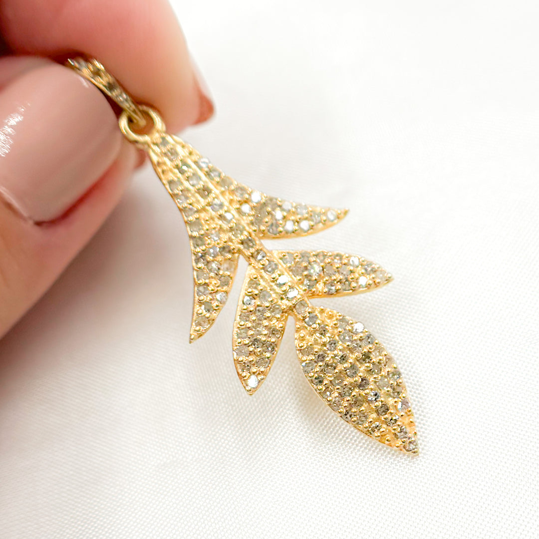 DP320. Diamond Sterling Silver Leaf Pendant