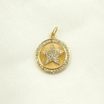 Load image into Gallery viewer, 14K Solid Gold Diamonds &amp; Gemstone Star Round Charm. GDP361
