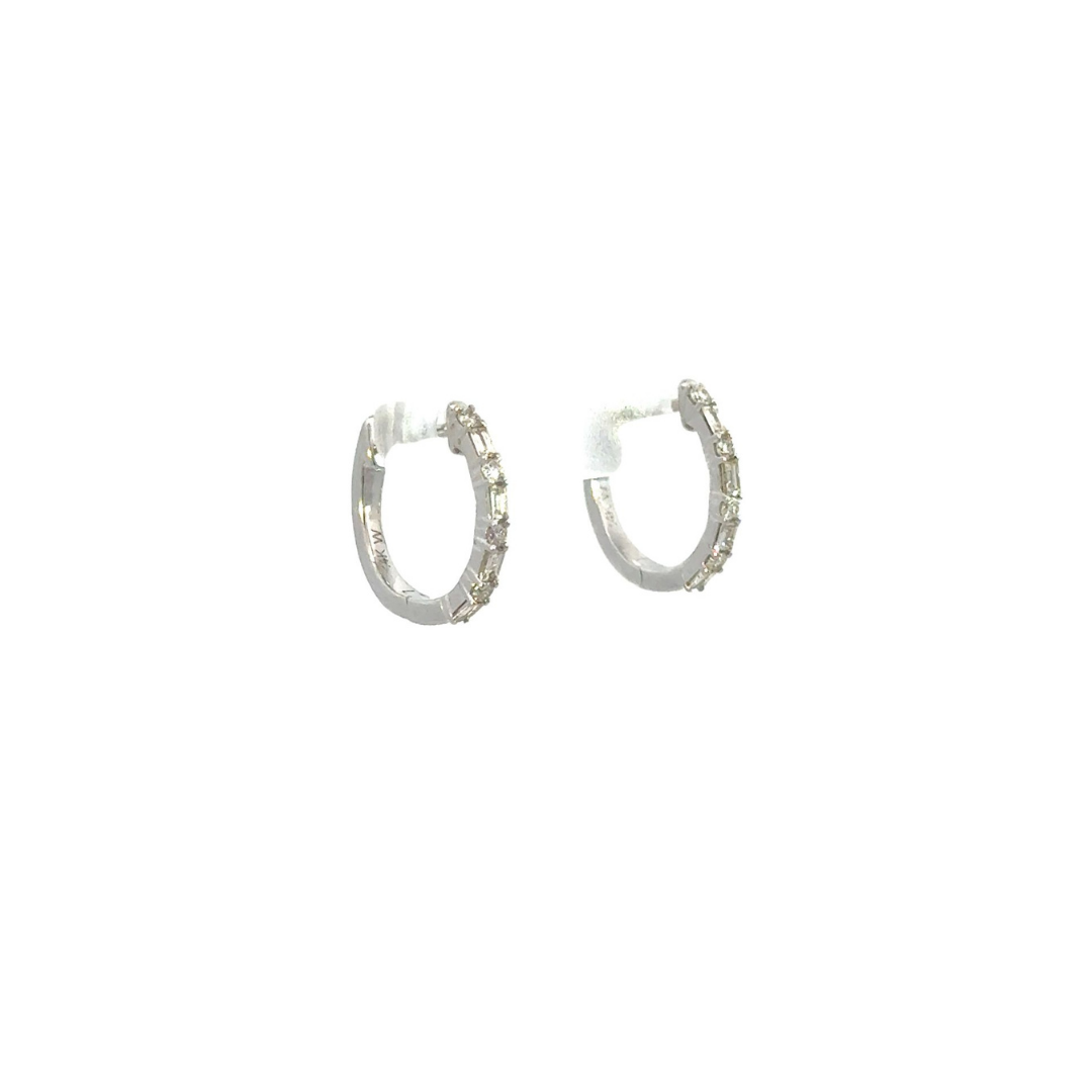 EHD57037W. 14k Solid Gold Baguette Hoops