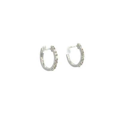 EHD57037W. 14k Solid Gold Baguette Hoops