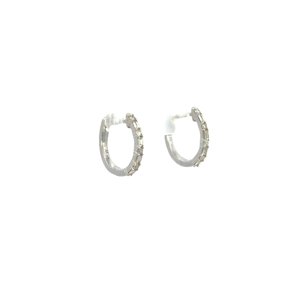 14k Solid Gold Baguette Hoops. EHD57037W