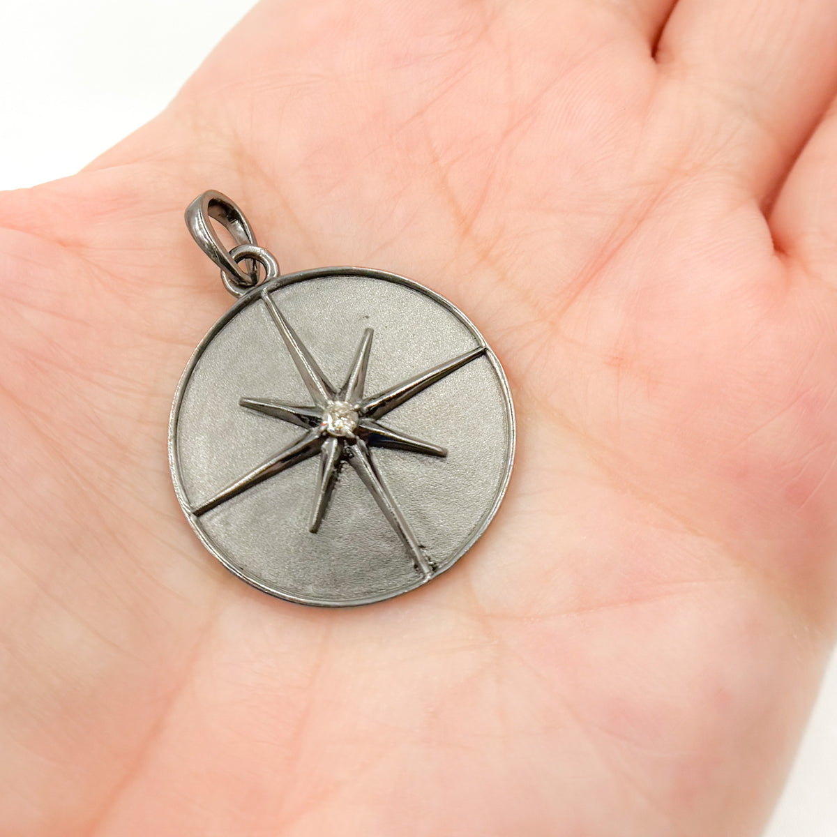 Silver Round Star Charm