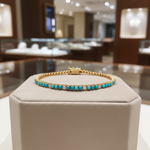 Load image into Gallery viewer, BTF65354TQ18K. 18K Solid Gold Diamond &amp; Turquoise Bracelet