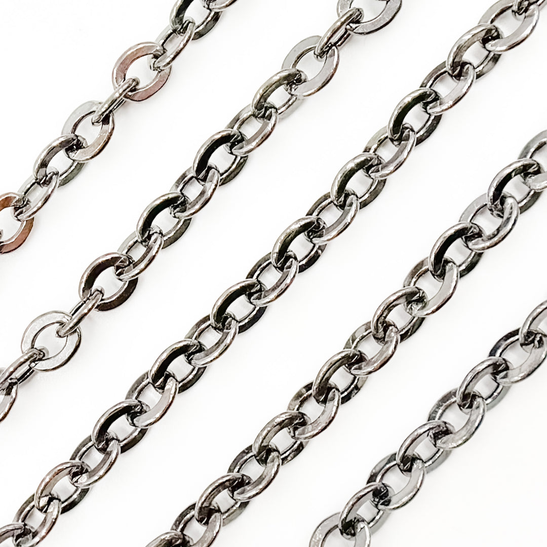 V66BR. Black Rhodium Sterling Silver Cable Chain
