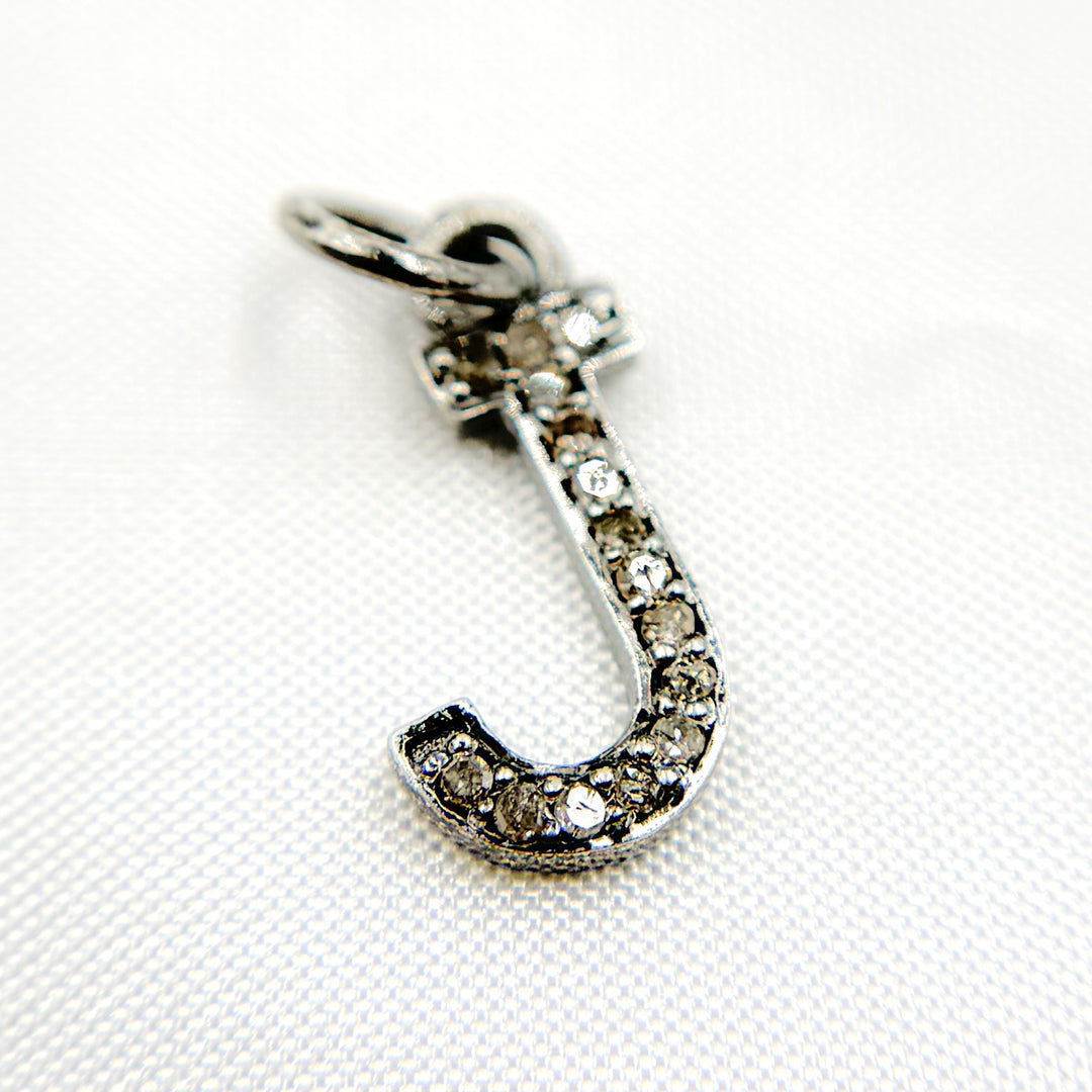 DC557. Diamond Sterling Silver Letter "J" Charm