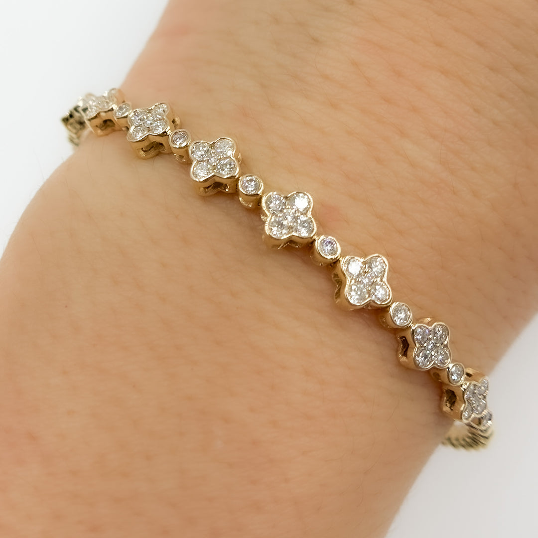 BNL68567. 14K Solid Yellow Gold Diamond and Gemstone Bangle