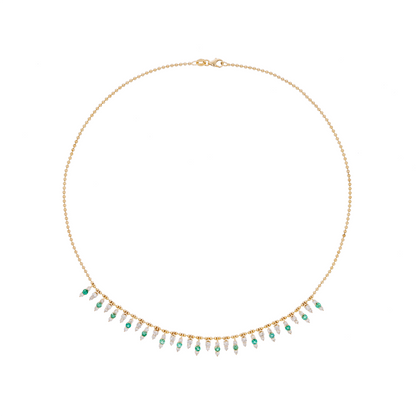 NFN71705. 14K Solid Gold Diamond and Gemstone Necklace