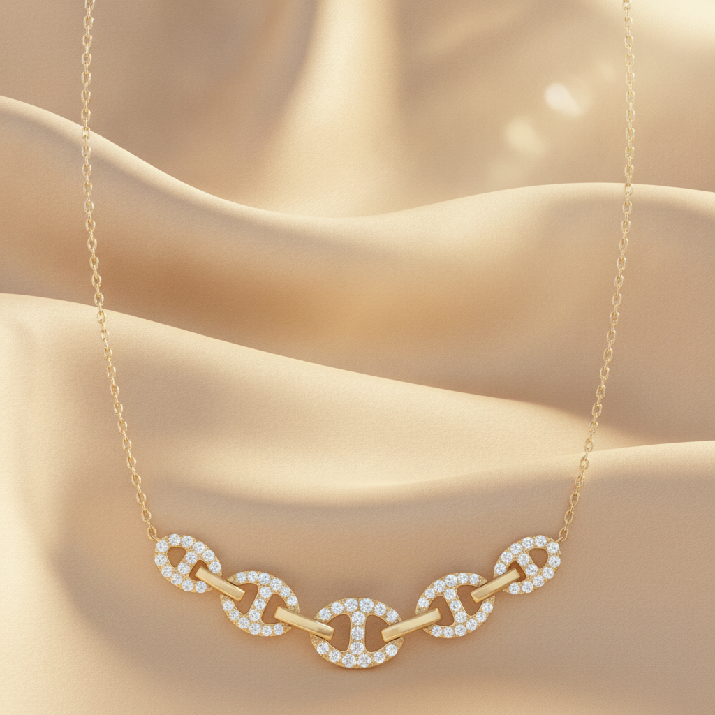 NT404258. 14K Solid Gold Diamond Fancy Necklace