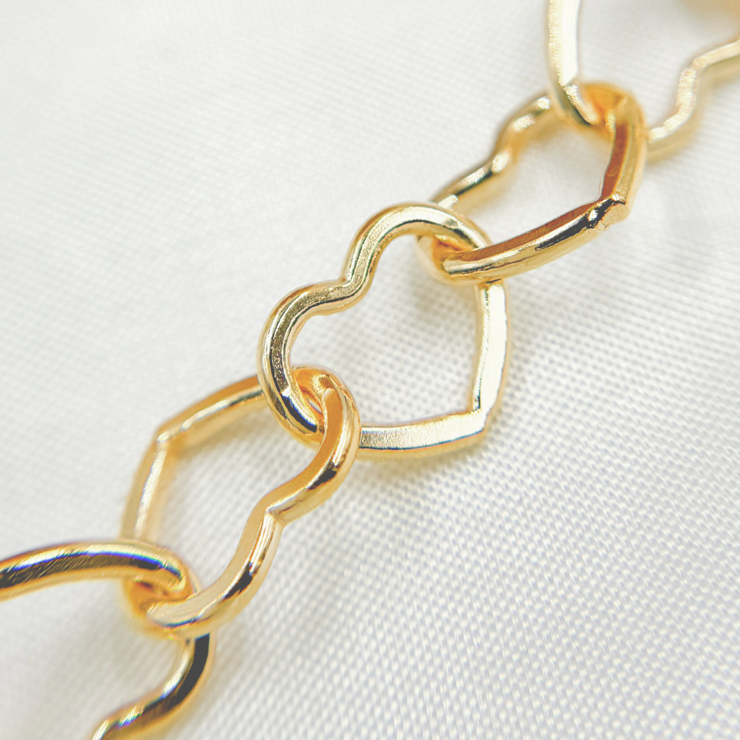 Gold Filled Flat Heart Link Chain