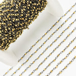 Load image into Gallery viewer, PYR14. Black Rhodium Sterling Silver and Gold Pyrite Wire Wrapped Beads Chain
