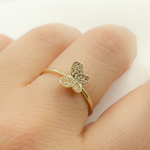 Load image into Gallery viewer, 14K Solid Gold Butterfly Diamond Ring. RFB17273
