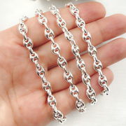 V24SS. Sterling Silver Puff Marina Link Chain