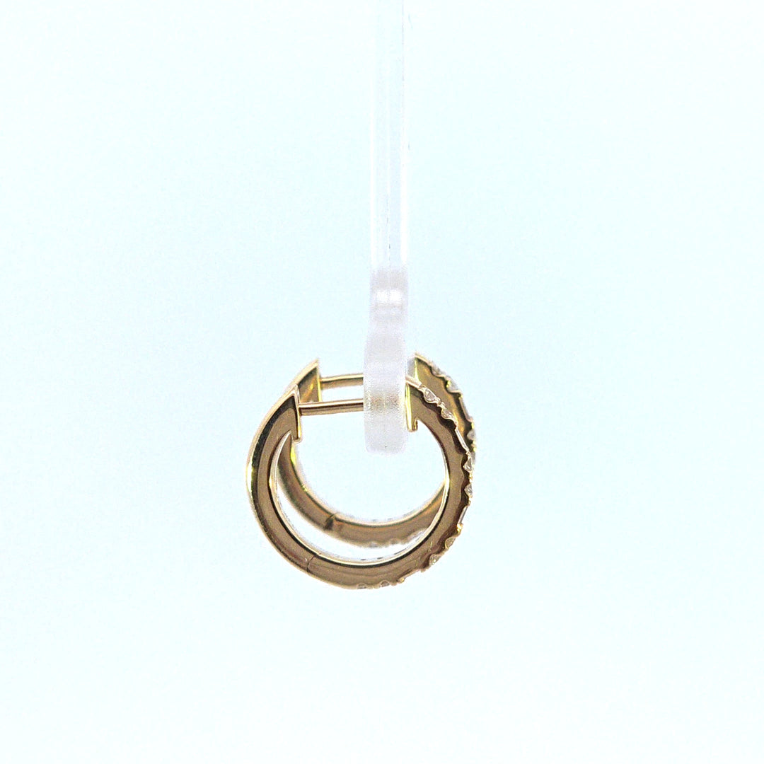 EHF57616. 14k Solid Yellow Gold Diamond Huggie Hoop Earrings
