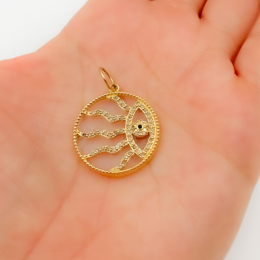 GDP580. 14K Gold Evil Eye Pendant