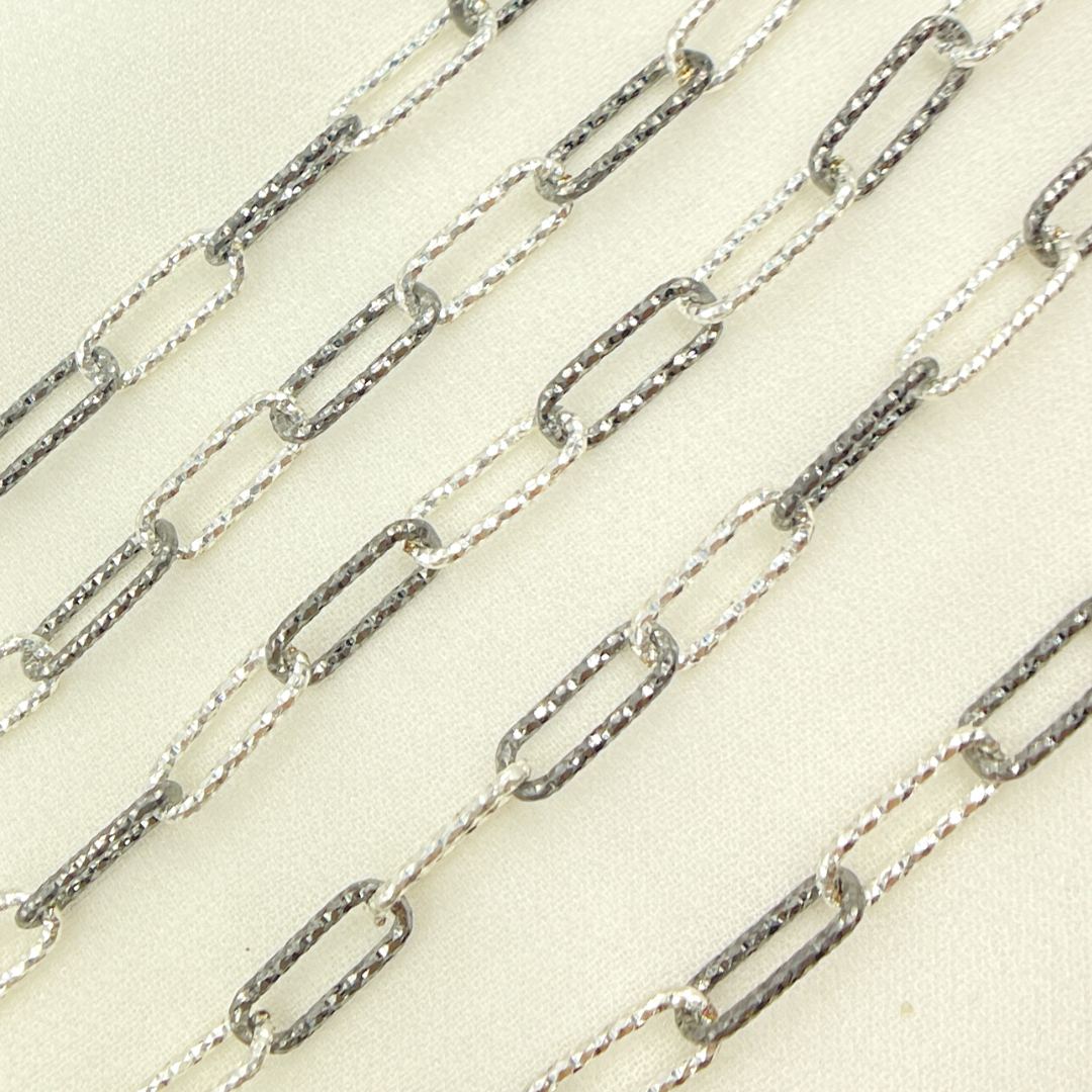 925 Sterling Silver Diamond Cut Paperclip Link Chain. V9SB