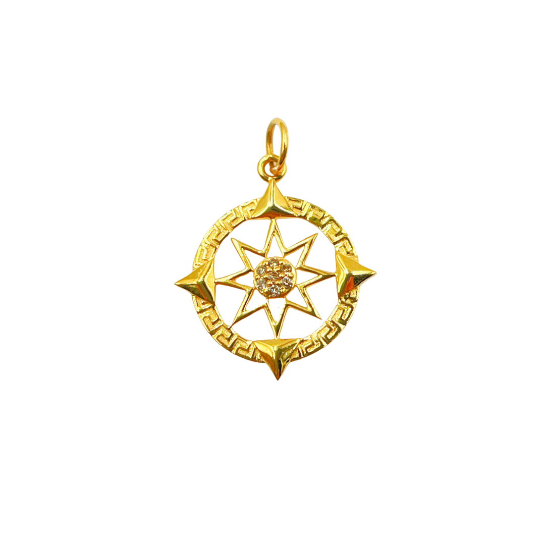 14K Solid Gold Circle Pendant with Diamonds. GDP288