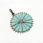 Load image into Gallery viewer, DP771A. Diamond Sterling Silver Round Star Enamel Pendant
