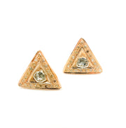 Diamond and Polki Diamond Sterling Silver Triangle Studs