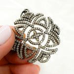 Load image into Gallery viewer, DP472. Diamond Silver Antique Finish Flower Pendant
