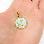 Load image into Gallery viewer, DP573A. Diamond Sterling Silver Round Moon and Star Enamel Pendant
