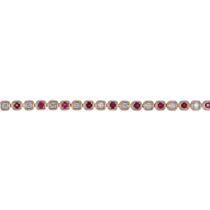 BFK60977RU. 14K Solid Gold Diamond and Ruby Bracelet