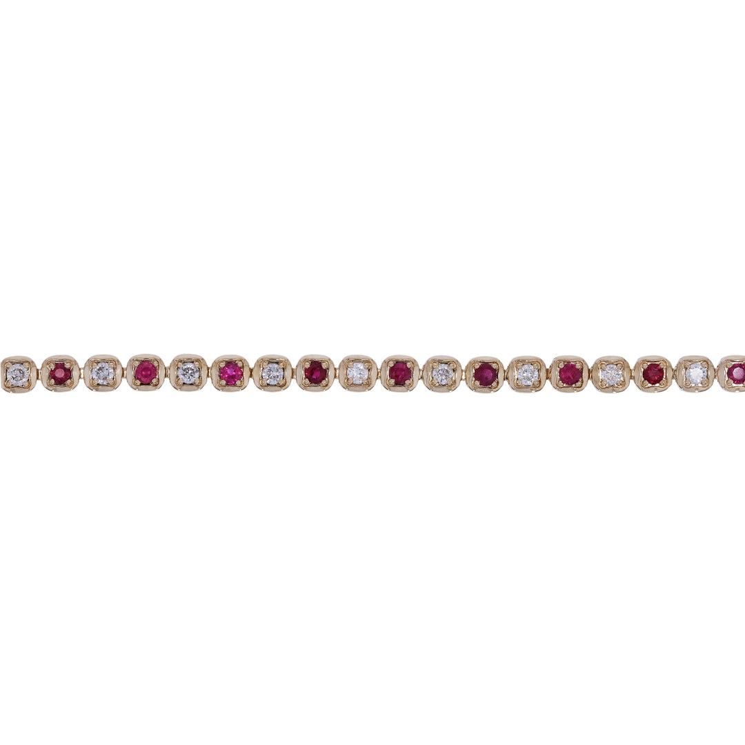 BFK60977RU. 14K Solid Gold Diamond and Ruby Bracelet