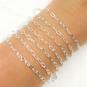 Sterling Silver Diamond Cut Marina & Smooth Oval Link Chain