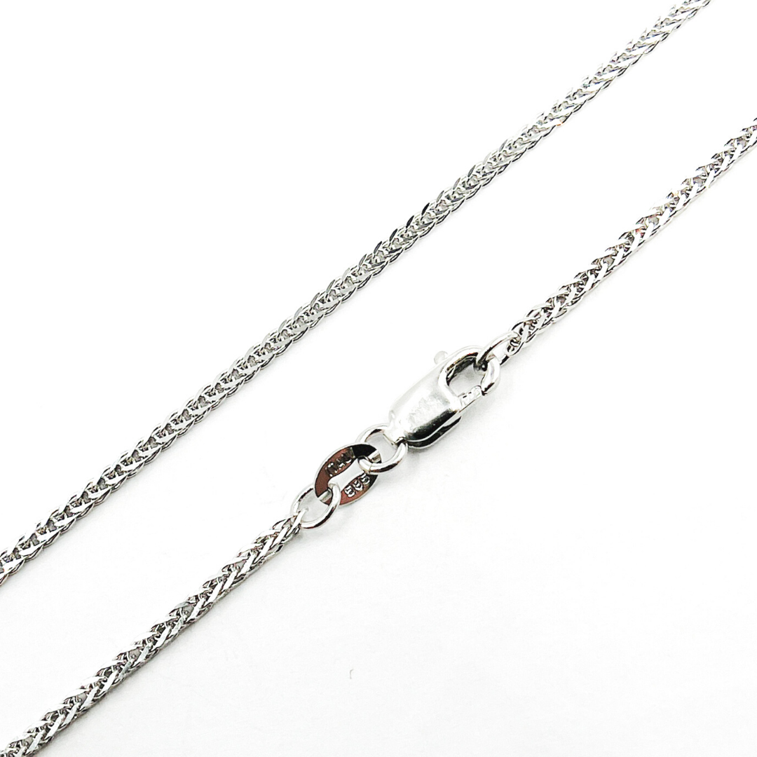 14K Solid White Gold Wheat Chain
