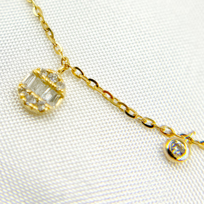 NT401855. 14K Solid Gold Diamond Dangle Necklace