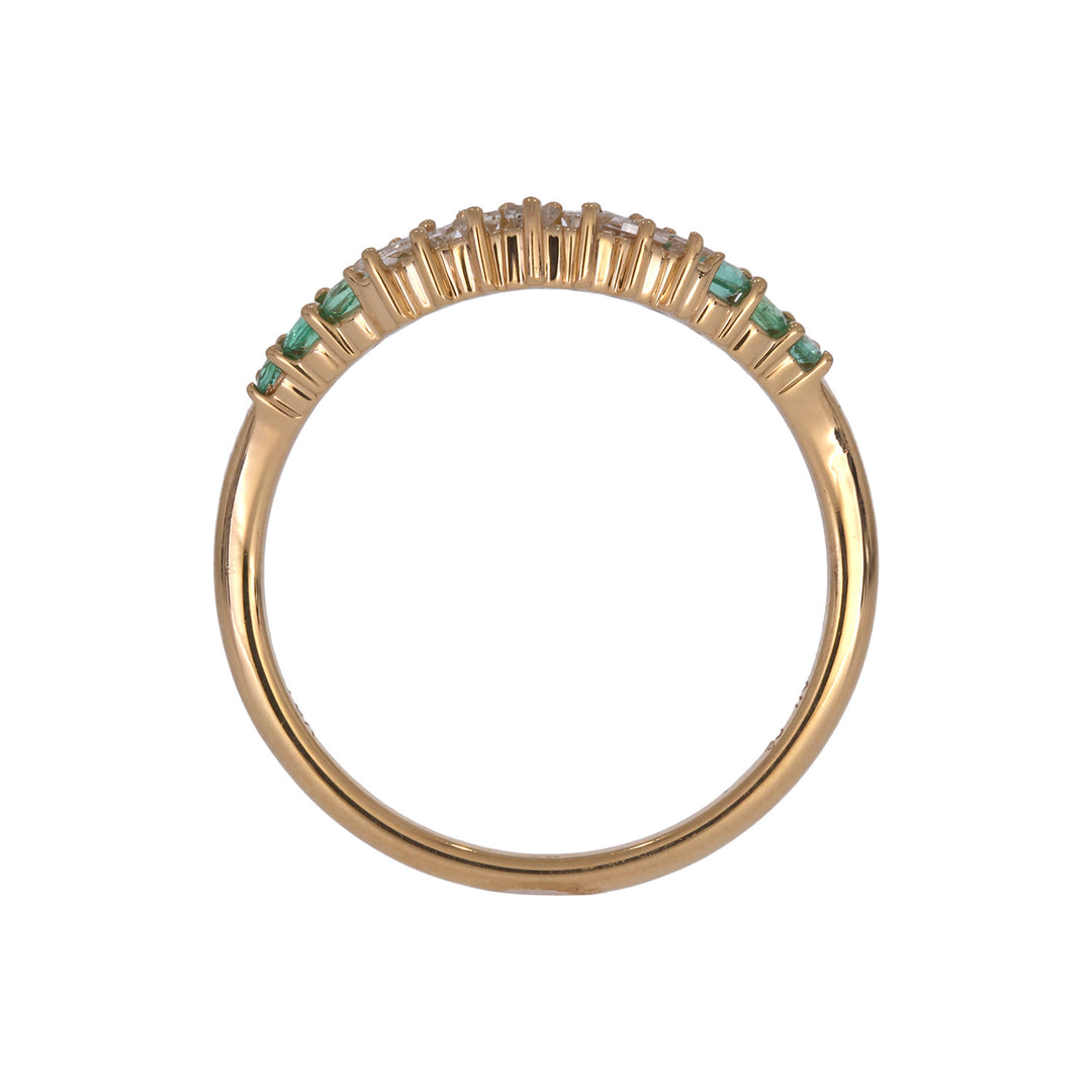 RFF19754EM. 18K Solid Gold Diamond & Emerald Ring