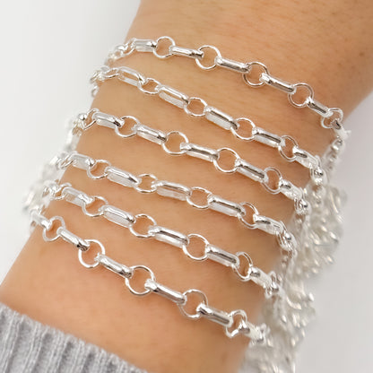 Sterling Silver Oval and Circle Links Cable Chain
