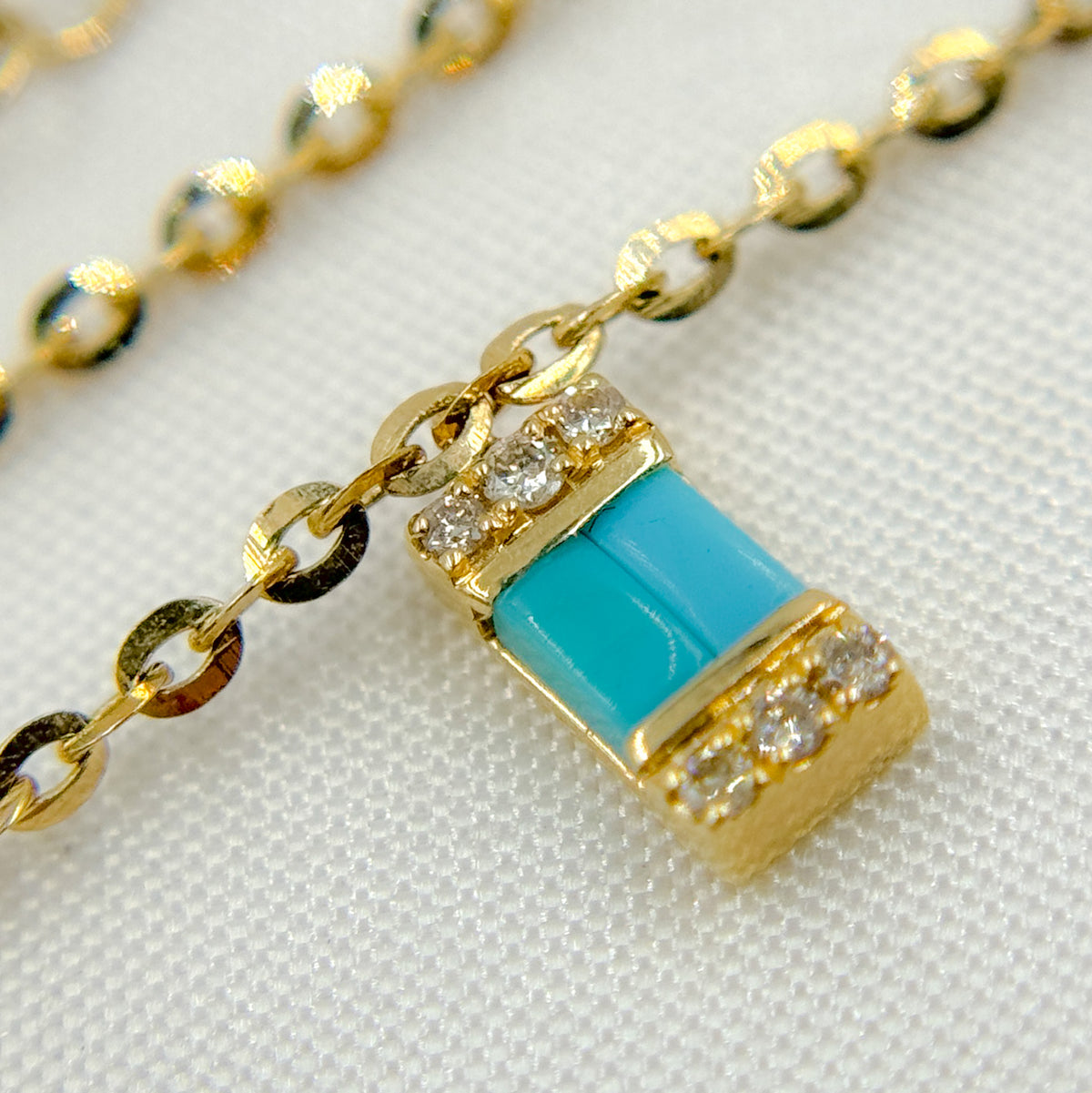 CN96316. 14K Solid Gold Gemstone and Diamond Dangle Necklace