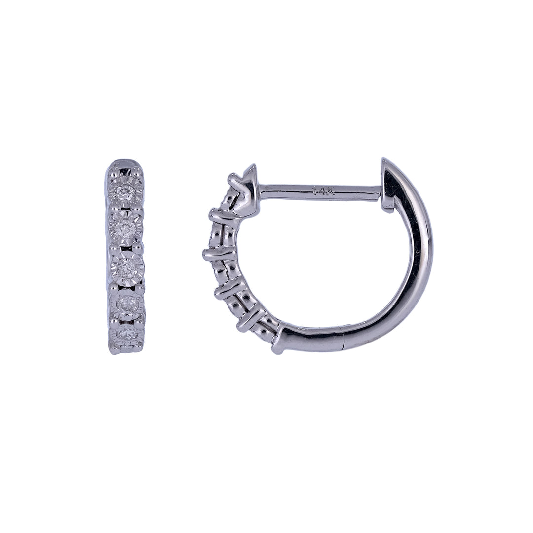 EHA56424. 14K Solid White Gold Diamond Earring