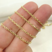 14K Solid Gold Diamond Cut Cable Link Unfinished Chain