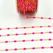 Shop Now  Gold Filled Pink Color Enamel Satellite Cable Chain