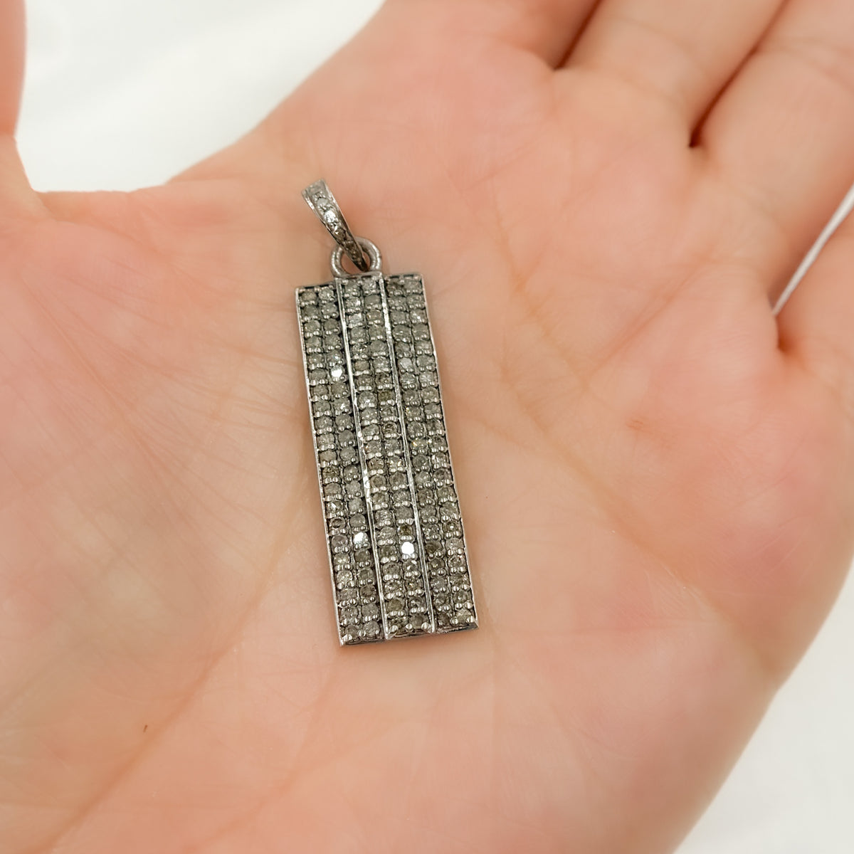 DP389. Diamond Sterling Silver Rectangle Pendant