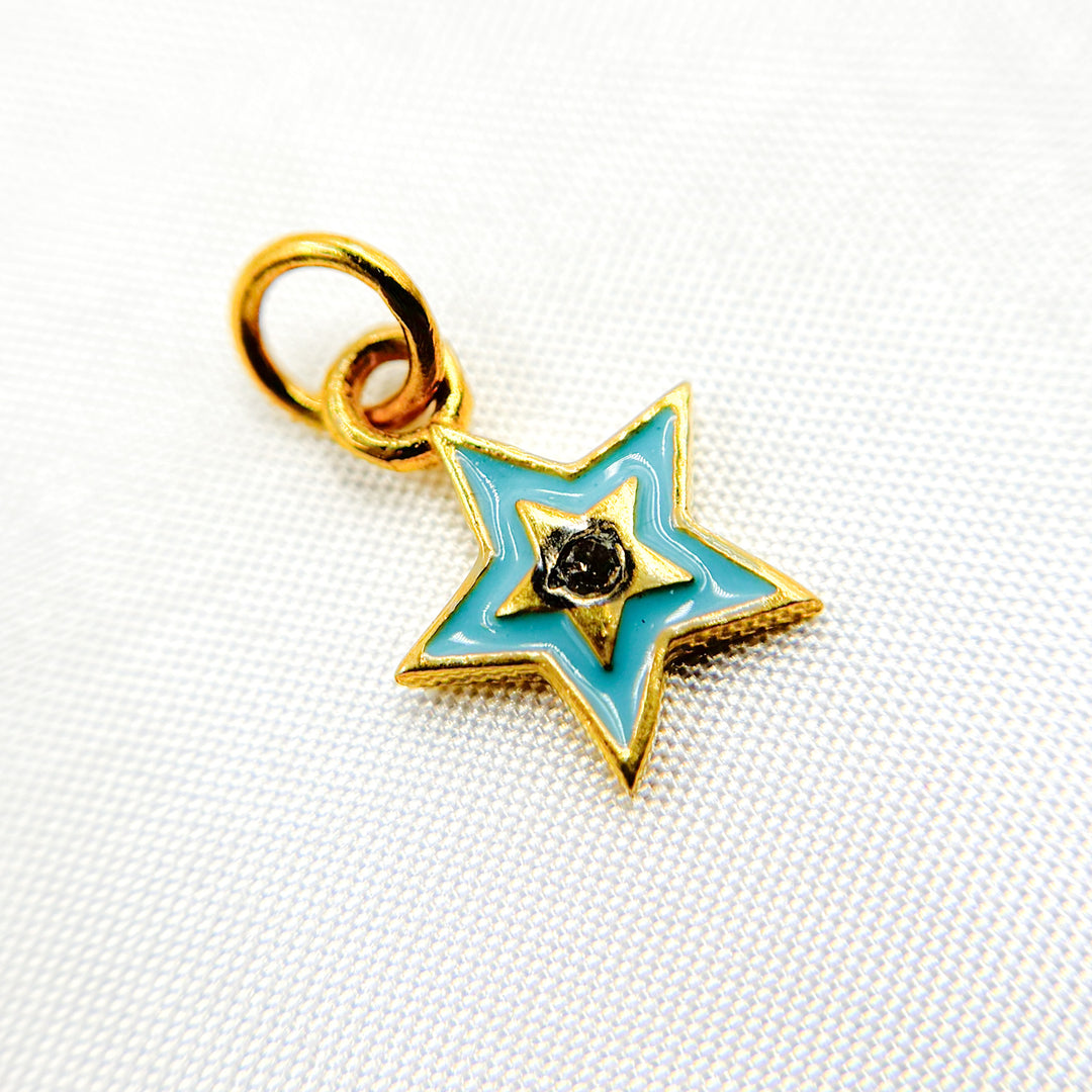 DC146A. Diamond Sterling Silver Star Enamel Charm