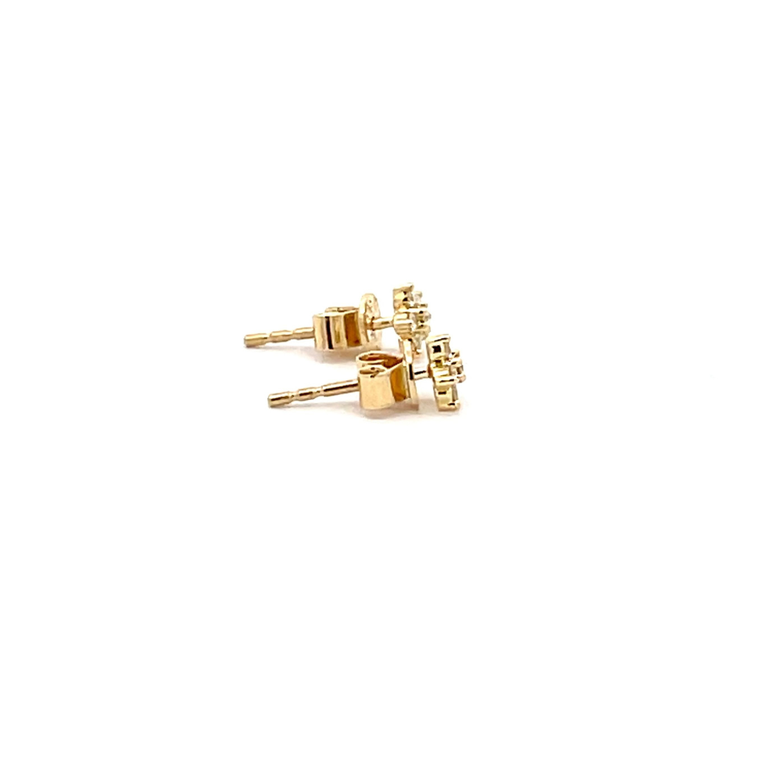 ER412616Y. 14k Solid Yellow Gold Diamond Flower Studs