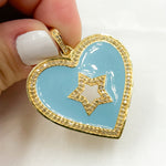 Load image into Gallery viewer, DP504A. Diamond Sterling Silver Heart and Star Enamel Pendant
