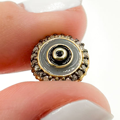 Diamond Sterling Silver Round Enamel Bead with Gemstone