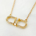 Load image into Gallery viewer, 14k Solid Gold Diamond Baguette Paperclip Link Necklace. NFC70796
