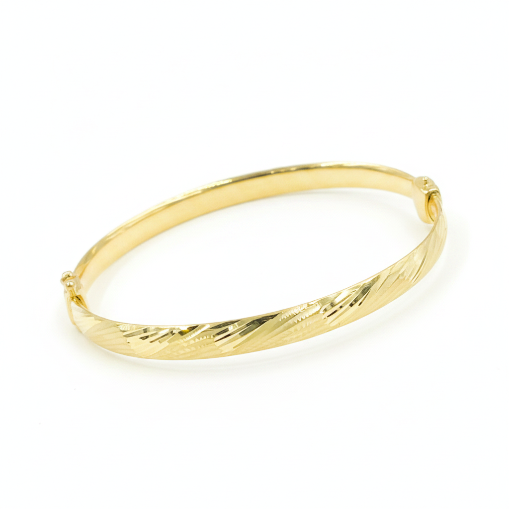 Bangle21. 14K Solid Gold Matte Textured Bangle