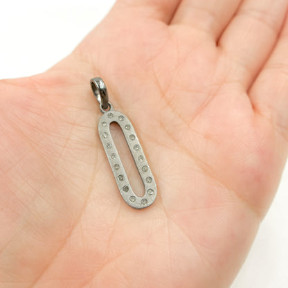 DP317. Diamond Sterling Silver Oval Pendant