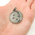 Load image into Gallery viewer, DP722. Diamond Sterling Silver Moon &amp; Star Round Pendant
