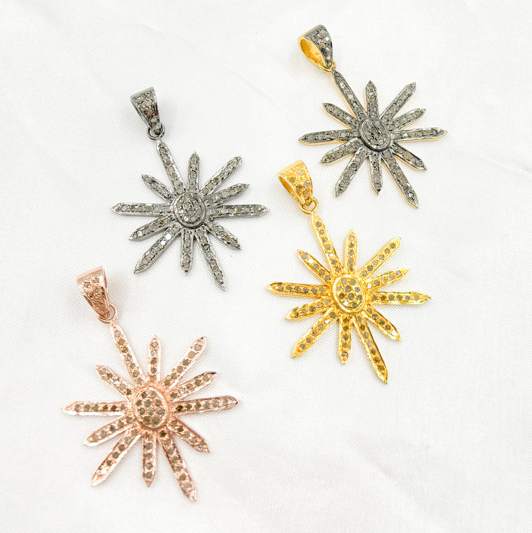 DP278. Diamond & Sterling Silver Sun Pendant