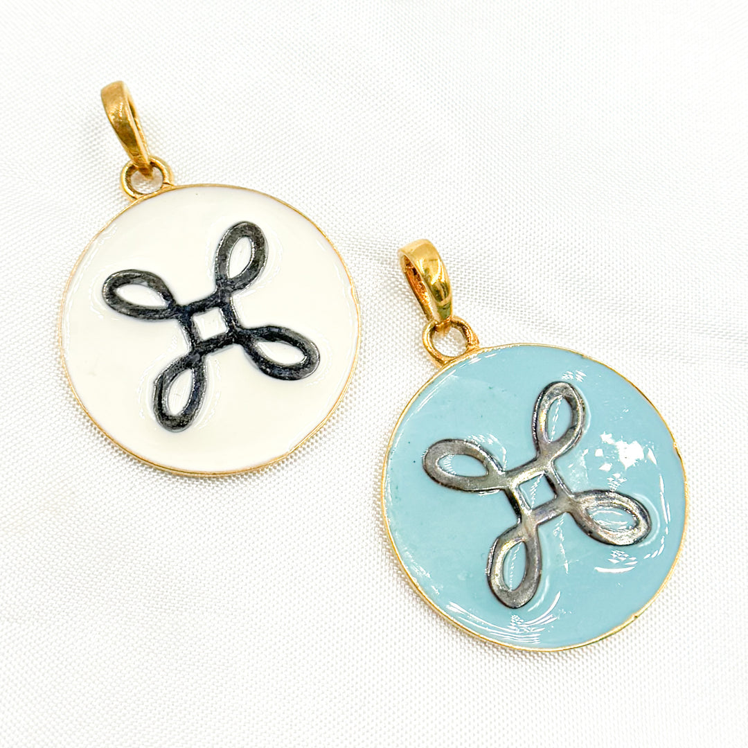 DP563A. Sterling Silver Round Enamel Pendant