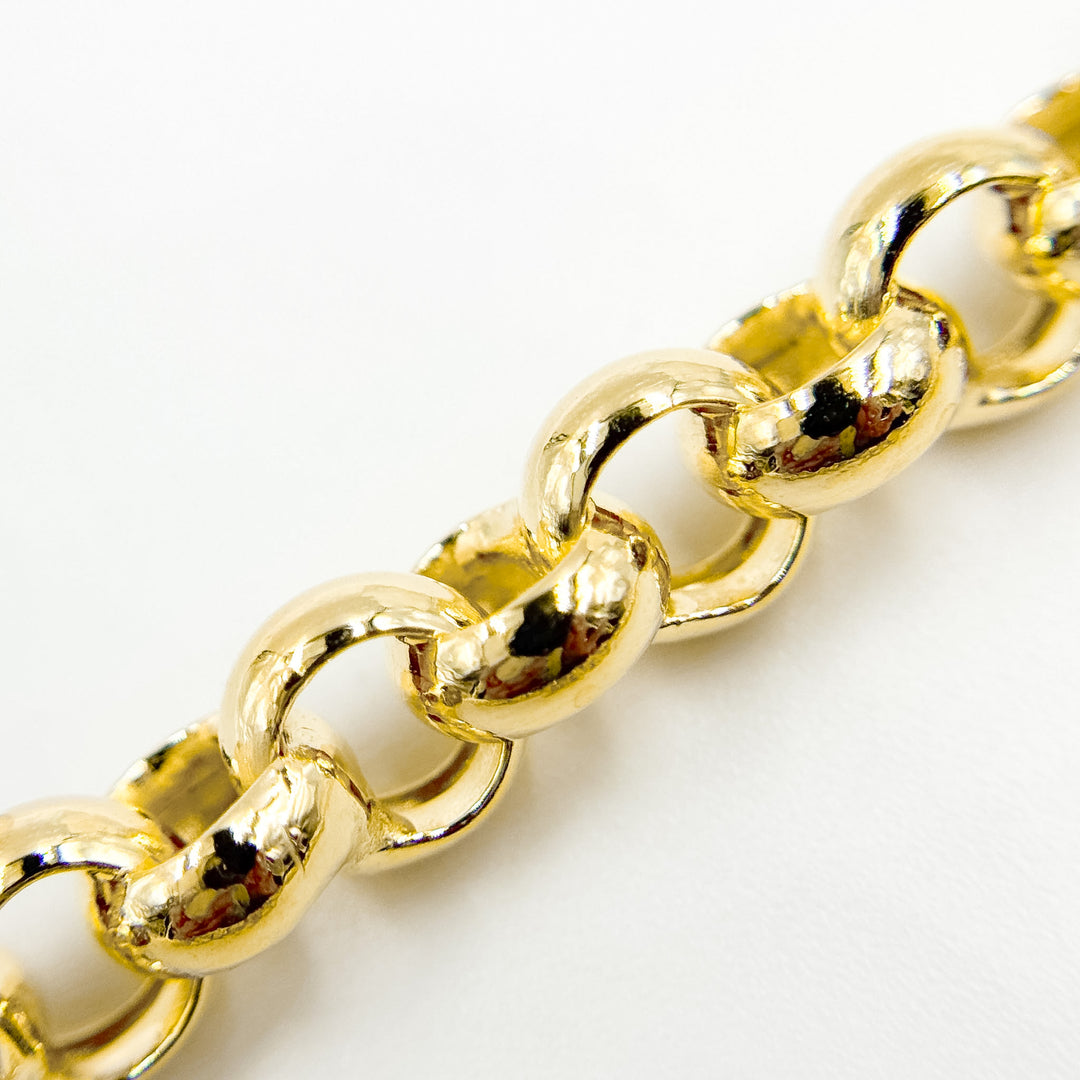 000HVR0534000. 14K Solid Yellow Gold Round Rolo Hollow Chain Necklace