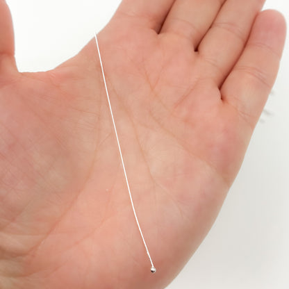 Gauge White Sterling Silver Ball 3 Inch Headpin