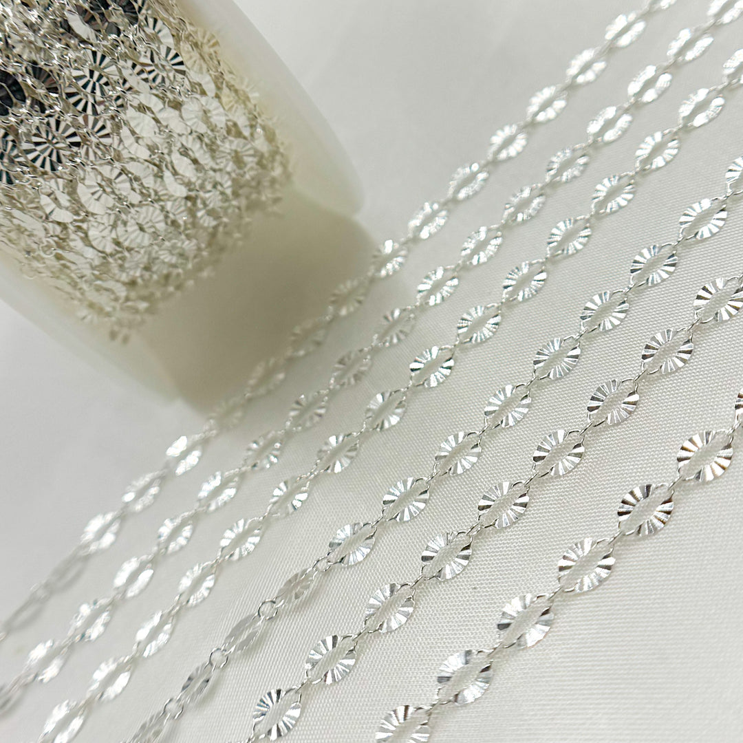 1370SBSFSS. Sterling Silver Diamond Cut Marina Link Chain